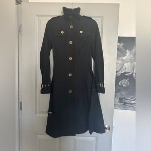 Burberry Black Gold Button Belted Trench Coat - Mabeldon FB VZ Size 4